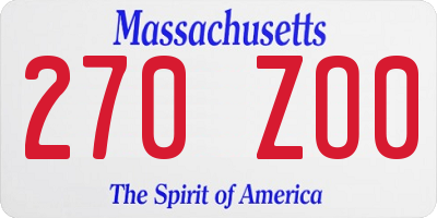 MA license plate 270ZO0