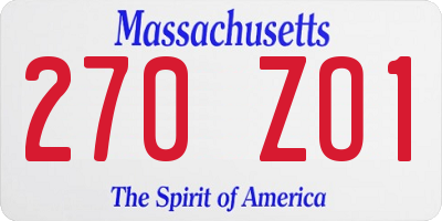 MA license plate 270ZO1