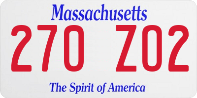 MA license plate 270ZO2