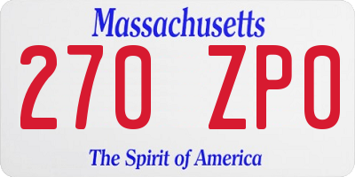 MA license plate 270ZP0