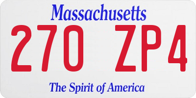 MA license plate 270ZP4