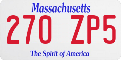 MA license plate 270ZP5