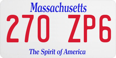 MA license plate 270ZP6