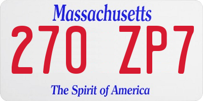 MA license plate 270ZP7
