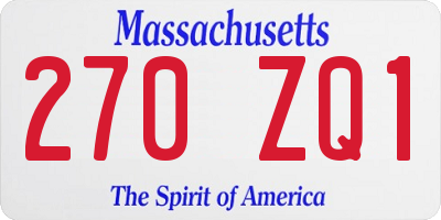 MA license plate 270ZQ1