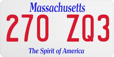 MA license plate 270ZQ3