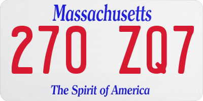 MA license plate 270ZQ7