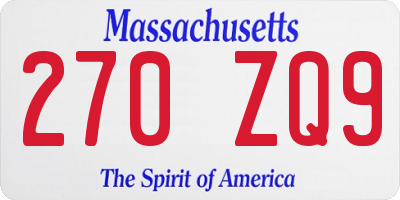 MA license plate 270ZQ9