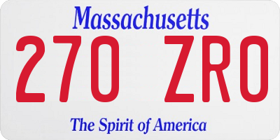 MA license plate 270ZR0