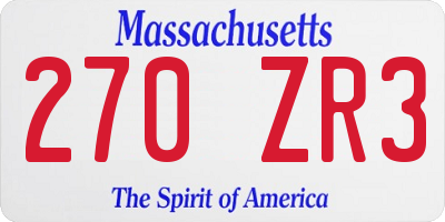 MA license plate 270ZR3