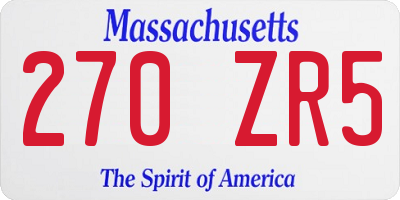 MA license plate 270ZR5