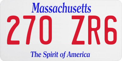 MA license plate 270ZR6