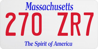 MA license plate 270ZR7
