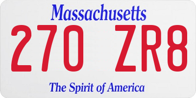 MA license plate 270ZR8