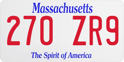 MA license plate 270ZR9