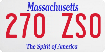 MA license plate 270ZS0