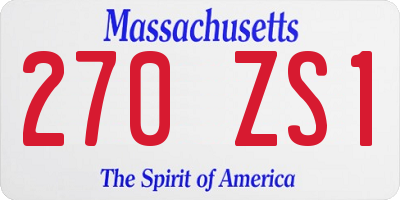 MA license plate 270ZS1