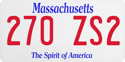 MA license plate 270ZS2