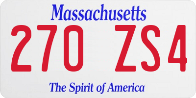 MA license plate 270ZS4