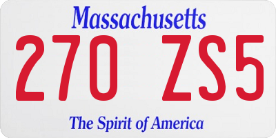 MA license plate 270ZS5