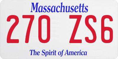 MA license plate 270ZS6