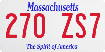 MA license plate 270ZS7
