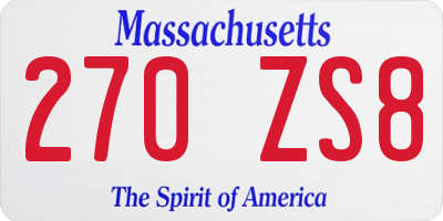MA license plate 270ZS8