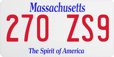 MA license plate 270ZS9
