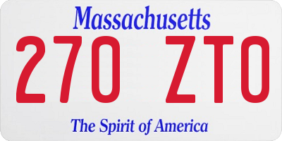 MA license plate 270ZT0