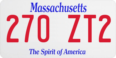 MA license plate 270ZT2