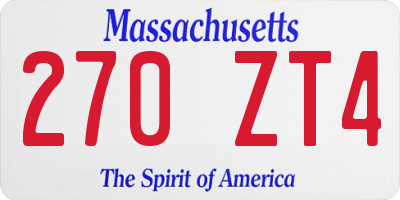 MA license plate 270ZT4
