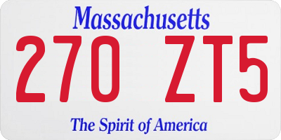 MA license plate 270ZT5