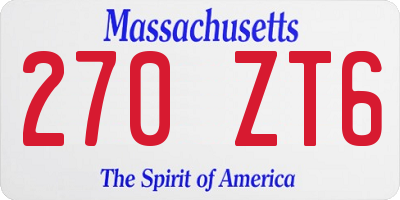 MA license plate 270ZT6