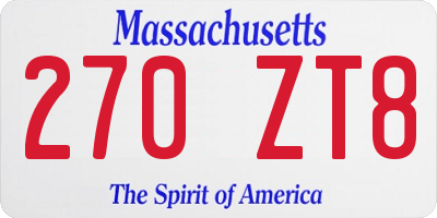 MA license plate 270ZT8