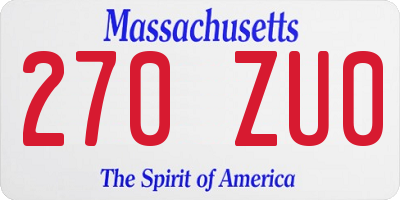 MA license plate 270ZU0