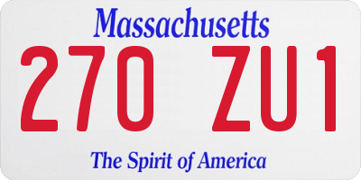 MA license plate 270ZU1