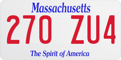 MA license plate 270ZU4