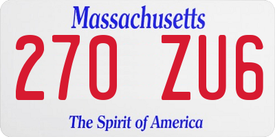 MA license plate 270ZU6
