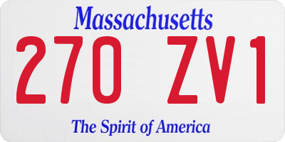 MA license plate 270ZV1