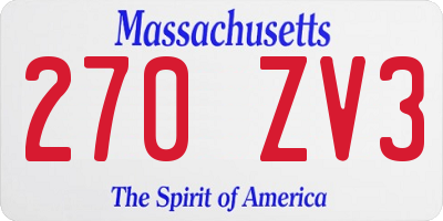 MA license plate 270ZV3