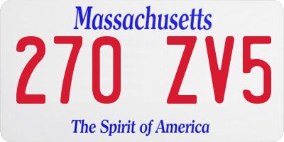 MA license plate 270ZV5