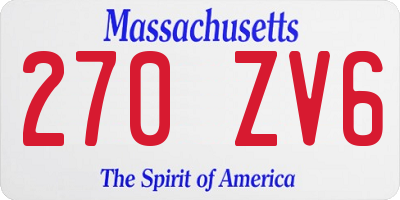MA license plate 270ZV6