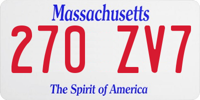 MA license plate 270ZV7