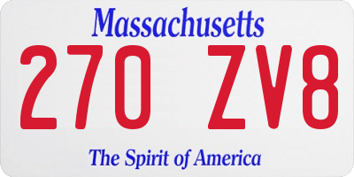 MA license plate 270ZV8