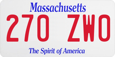 MA license plate 270ZW0