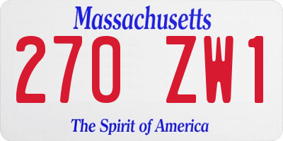 MA license plate 270ZW1