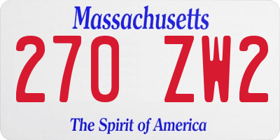 MA license plate 270ZW2