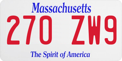 MA license plate 270ZW9