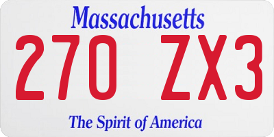 MA license plate 270ZX3