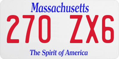 MA license plate 270ZX6